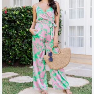 Pink Lily Pastel Tie-Dye Jumpsuit